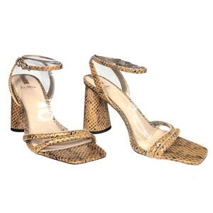 Sam Edelman Kia Block Heel Sandal Ankle Strap Square Toe Snake Python Animal